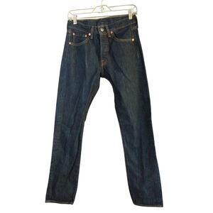 Levis 501 Jeans Mens‎ 29x34 Blue Dark Wash Cotton Original Fit Button Fly